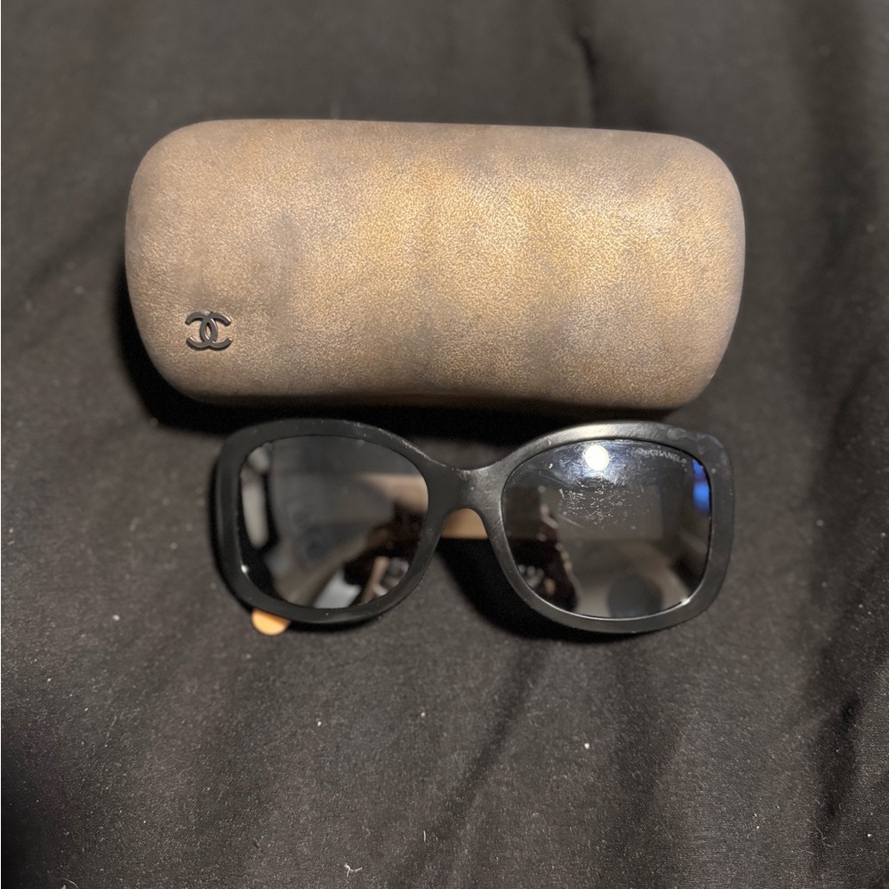 Chanel Black Oversized Sunglasses with Protective Case